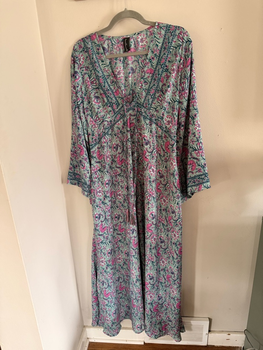 Sacred Threads Floral Top in Mint, Pink and Teal